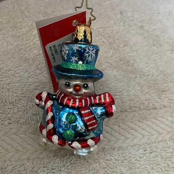 Christopher Radko Retired Proud American Snowman Glass Ornament With Tag - Picture 1 of 3